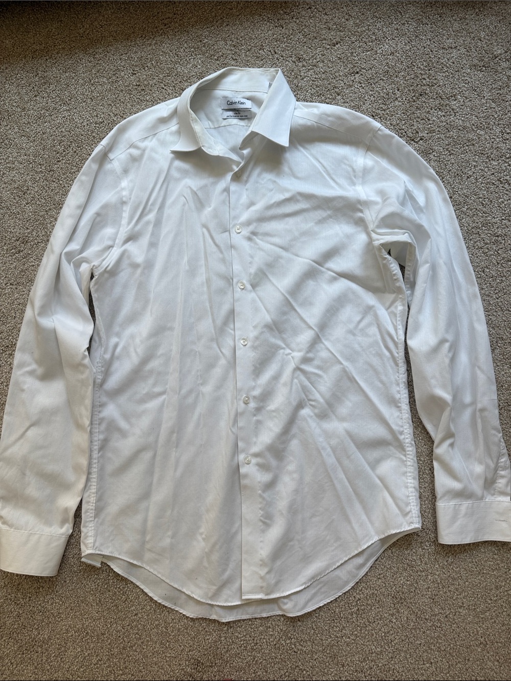 Calvin Klein White Button Down Dress Shirt Size L